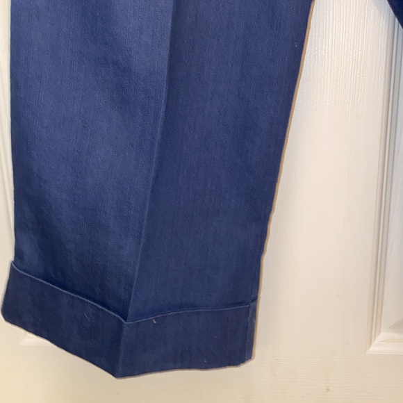 Mandee Y2K Blue Five Button Double Front Deep Pockets Flare Capri Bottoms SZ 7 - Picture 3 of 5